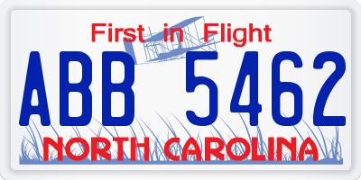 NC license plate ABB5462