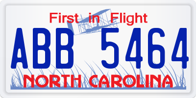 NC license plate ABB5464