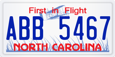 NC license plate ABB5467