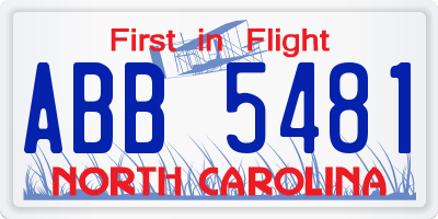 NC license plate ABB5481