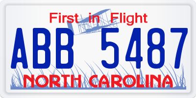 NC license plate ABB5487