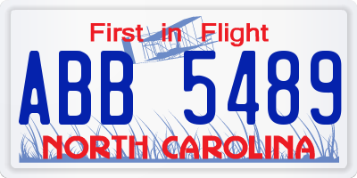 NC license plate ABB5489