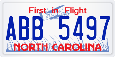 NC license plate ABB5497