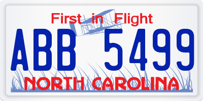 NC license plate ABB5499