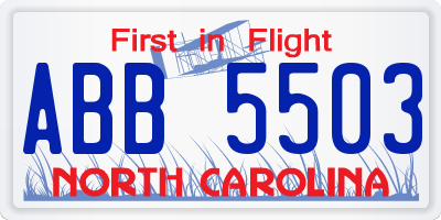 NC license plate ABB5503