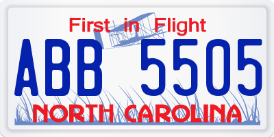 NC license plate ABB5505
