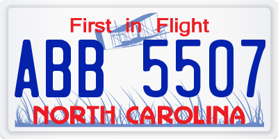 NC license plate ABB5507