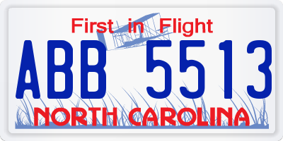 NC license plate ABB5513