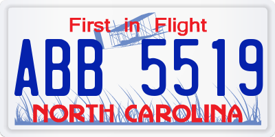 NC license plate ABB5519