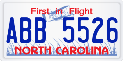 NC license plate ABB5526