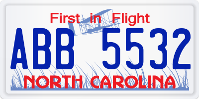 NC license plate ABB5532