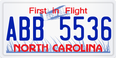 NC license plate ABB5536