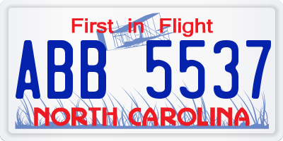 NC license plate ABB5537