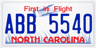 NC license plate ABB5540