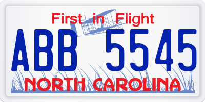 NC license plate ABB5545