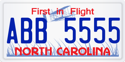 NC license plate ABB5555