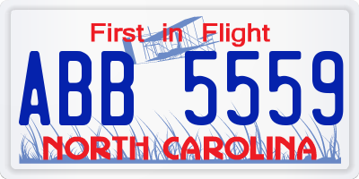 NC license plate ABB5559