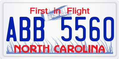 NC license plate ABB5560