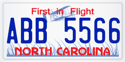 NC license plate ABB5566