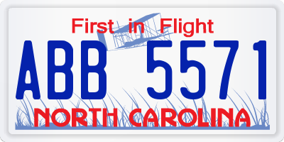 NC license plate ABB5571