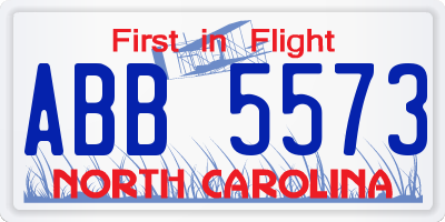 NC license plate ABB5573