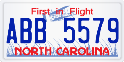 NC license plate ABB5579