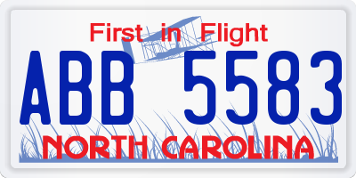 NC license plate ABB5583