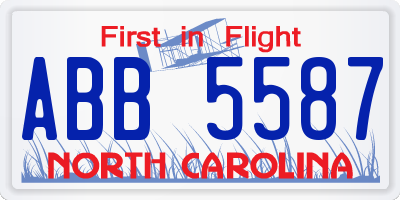 NC license plate ABB5587