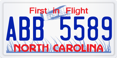 NC license plate ABB5589