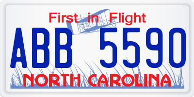 NC license plate ABB5590