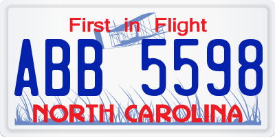 NC license plate ABB5598