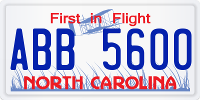 NC license plate ABB5600
