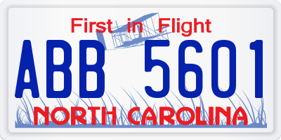 NC license plate ABB5601