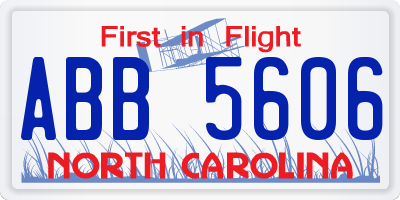NC license plate ABB5606