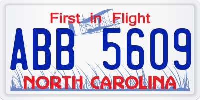 NC license plate ABB5609