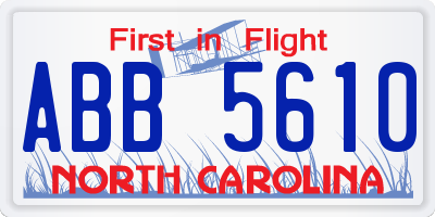 NC license plate ABB5610