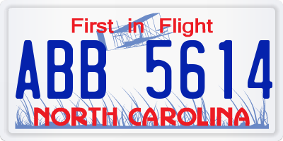 NC license plate ABB5614