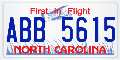 NC license plate ABB5615