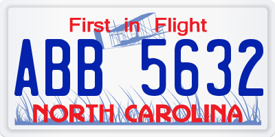 NC license plate ABB5632