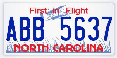 NC license plate ABB5637