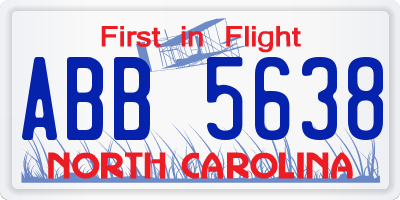 NC license plate ABB5638
