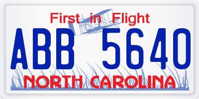 NC license plate ABB5640