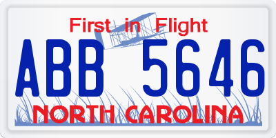 NC license plate ABB5646
