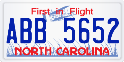 NC license plate ABB5652