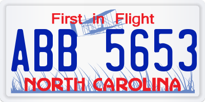 NC license plate ABB5653