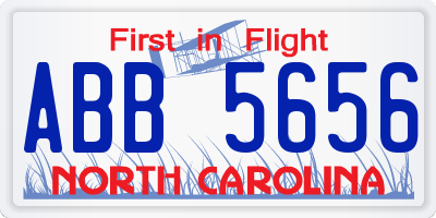 NC license plate ABB5656