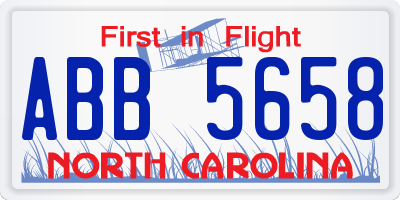 NC license plate ABB5658