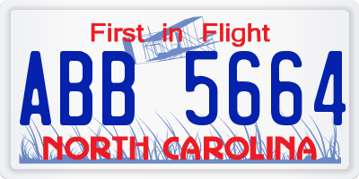 NC license plate ABB5664