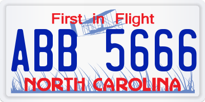 NC license plate ABB5666