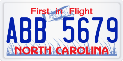 NC license plate ABB5679